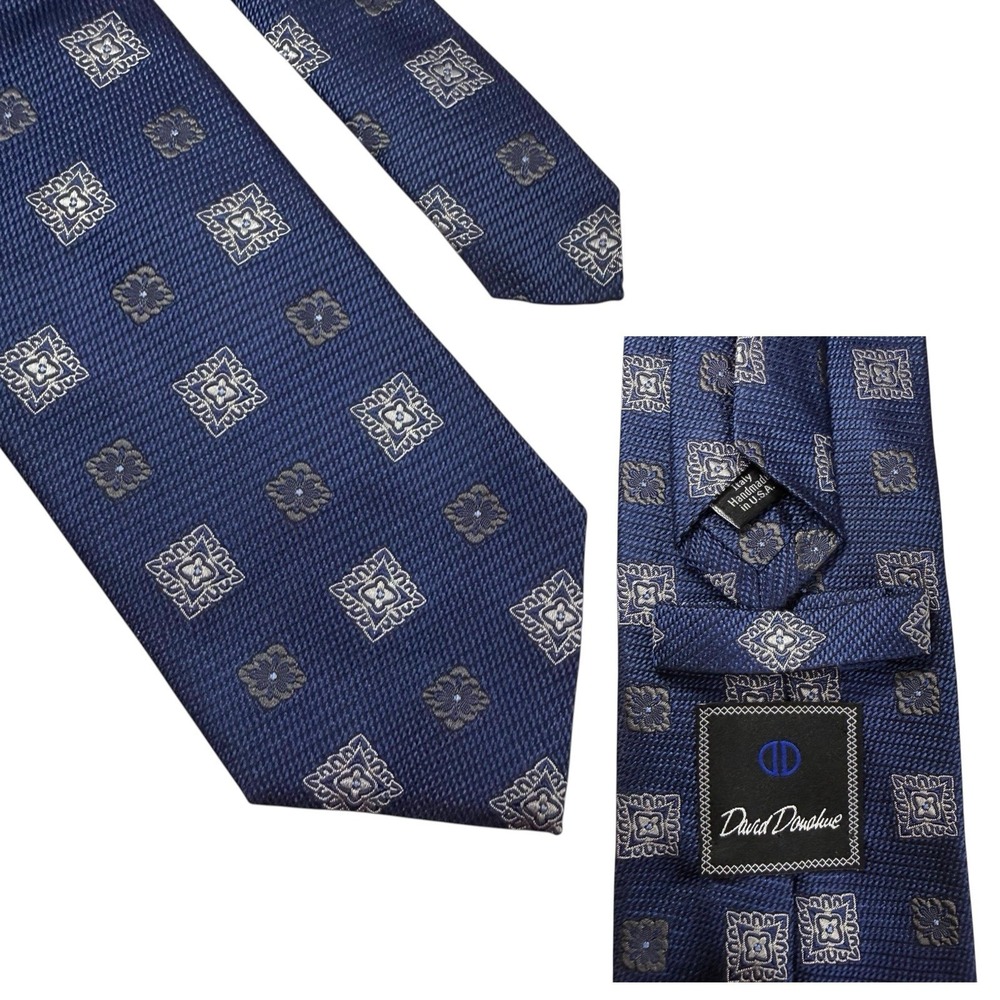 David Donahue Men's Handmade Luxury Silk Necktie 100% Italian - Made in USA
